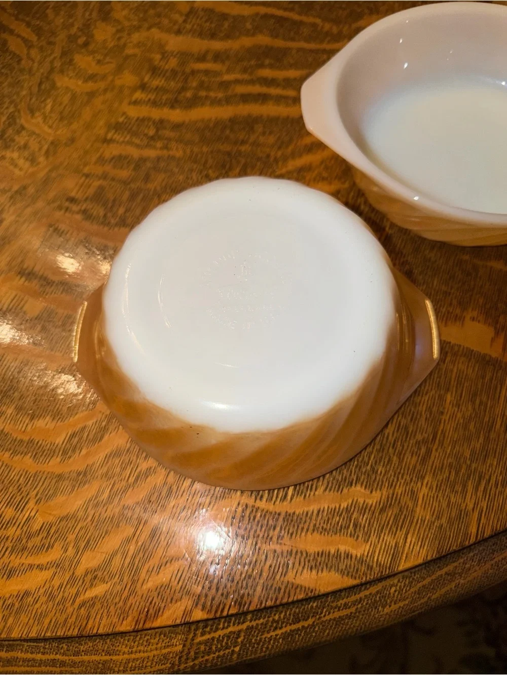 Vintage Anchor Hocking Fire-King Peach Lustre Swirl Bowls Set of 3 MCM